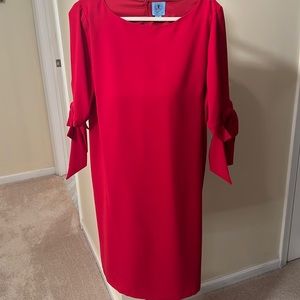 CECE Red Shift Dress with Bow short sleeves size 14